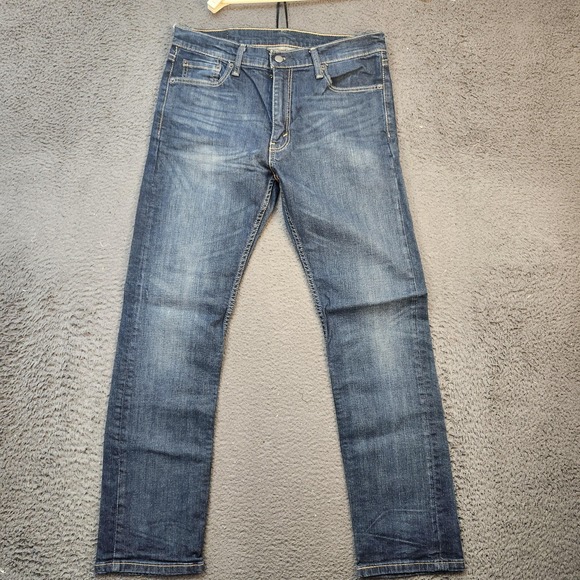 Levis 513 Jeans Mens 33x32 Blue Slim Straight Denim Medium Wash Five Pocket - Picture 1 of 12